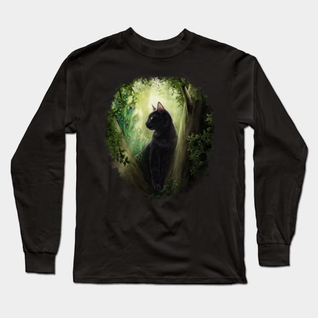 Peacock Cat Long Sleeve T-Shirt by Art of Ariel Burgess